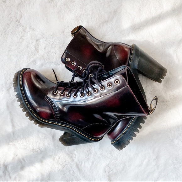 Dr. Martens Cherry Red Arcadia Combat Heel Boot - Picture 4 of 4